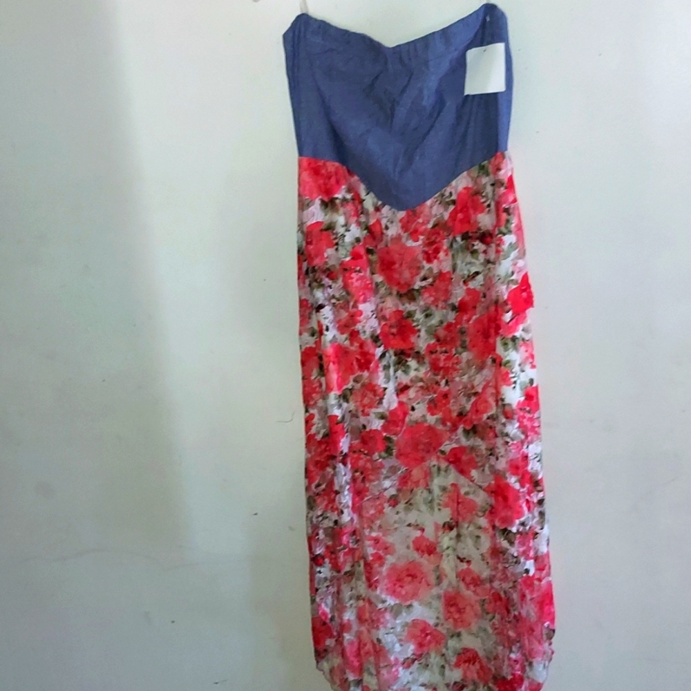 Plus Size 3X Denim and Lace HI Lo Strapless Dress 👗 😍